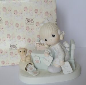 Vintage 80s Precious Moments Office Girl God Religious Collectible Figurine